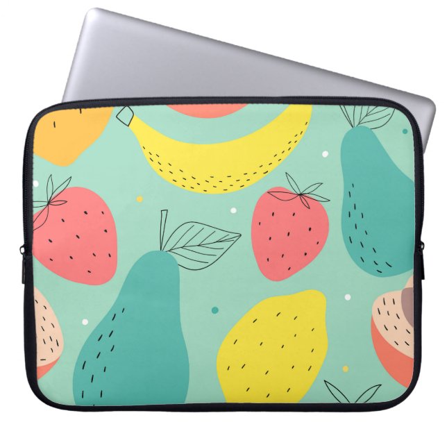 Fruits hand-drawn, decorative seamless pattern. laptop sleeve (Front)
