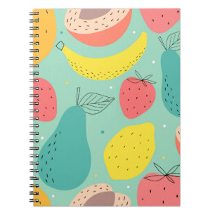 Fruits hand-drawn, decorative seamless pattern. notebook