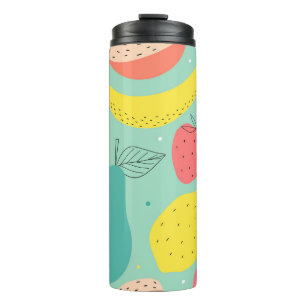 Fruits hand-drawn, decorative seamless pattern. thermal tumbler