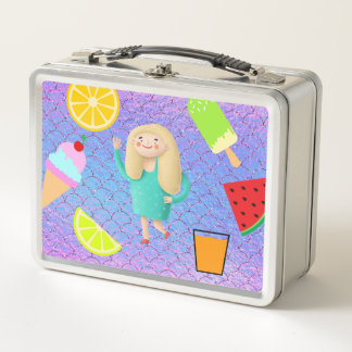 Fruits Ice Cream Juice Girly Metal Lunch Box
