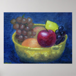 Fruits in a brass bowl poster