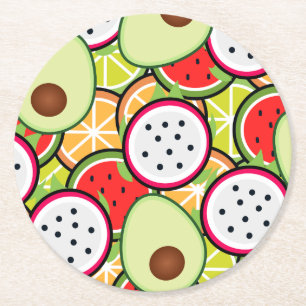 Fruits mix round paper coaster