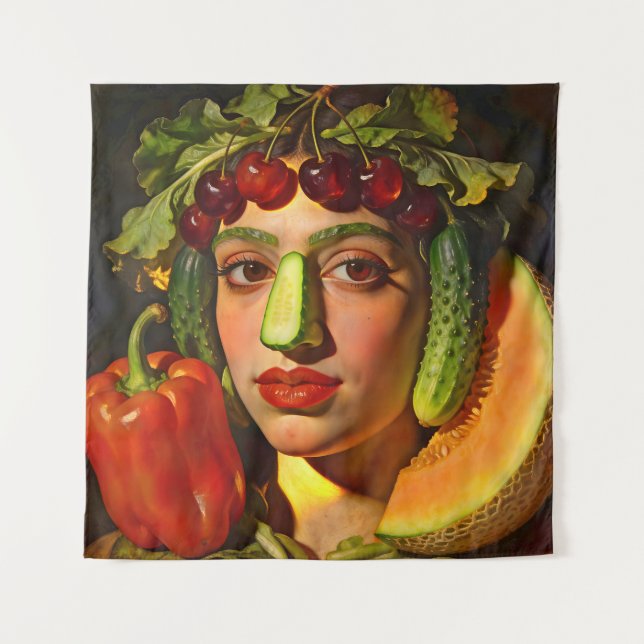 Fruits of Expression – A Surreal Portrait Tapestry (Front)