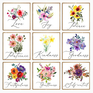Fruits of the spirit floral poster