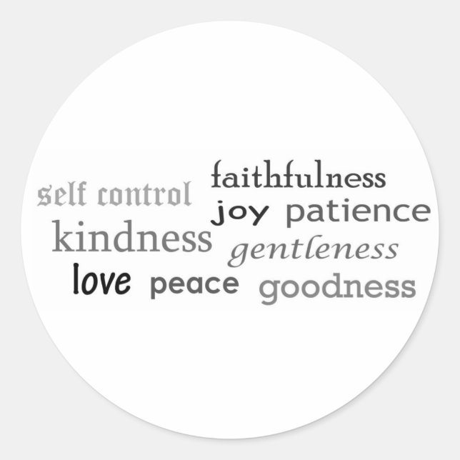 Fruits of the Spirit, Galatians 5:22-23 Classic Round Sticker (Front)