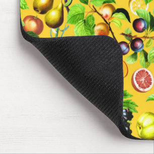 Fruits Pattern On Yellow Background Mouse Pad