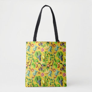 Fruits Pattern On Yellow Background Tote Bag