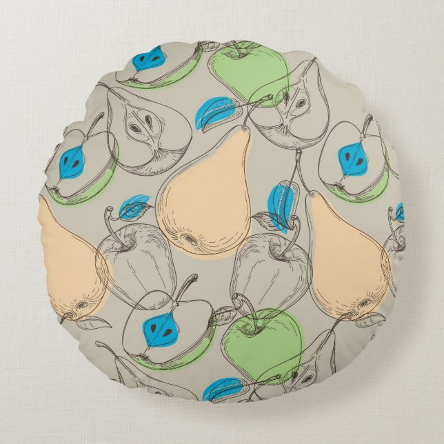 Fruits pattern round cushion (Front)