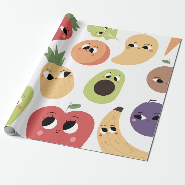  fruits pattern wrapping paper (Unrolled)