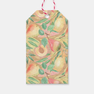 Fruits, peaches, pears, lemons, watercolor gift tags
