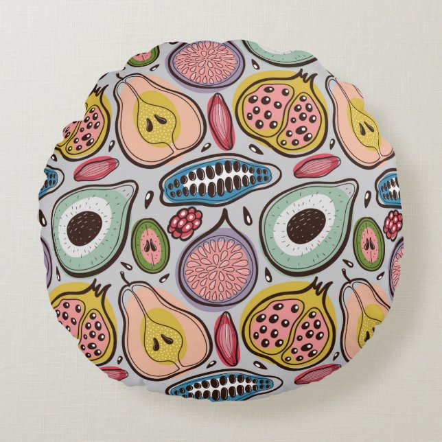 Fruits seamless pattern round cushion (Front)