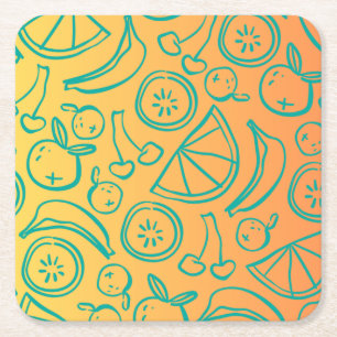 Fruits Square Paper Coaster