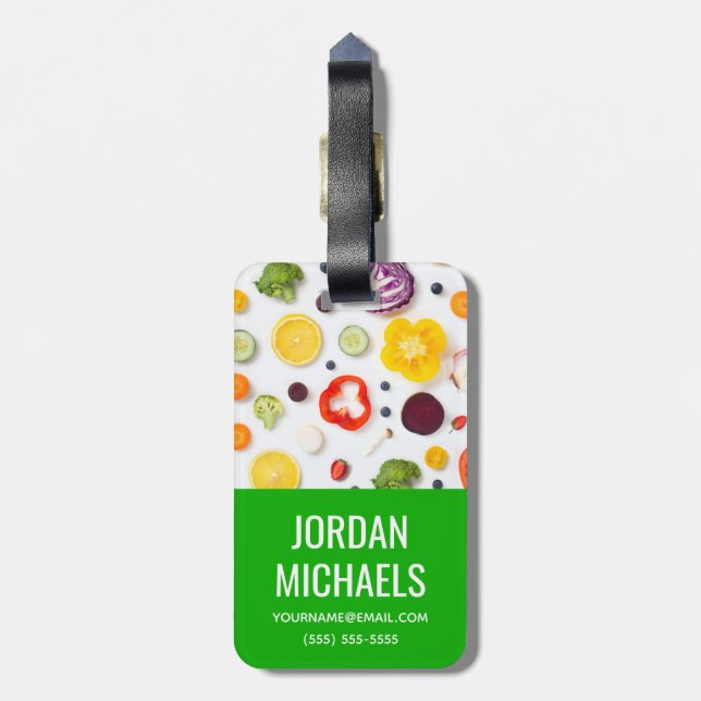 Fruits & Vegetables | Add Your Name Luggage Tag (Back Vertical)