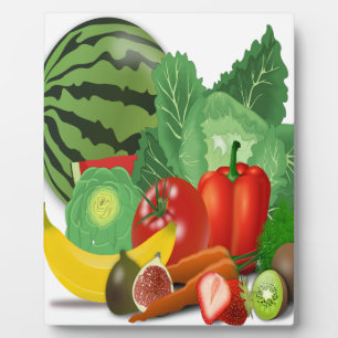 fruits vegetables artichoke banana plaque