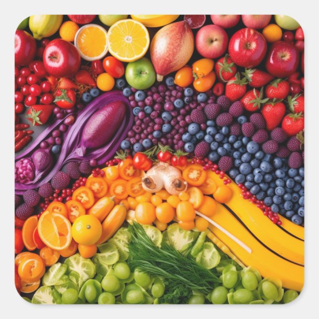 Fruits Vegetables Healthy Food Nutrition Health Square Sticker (Front)