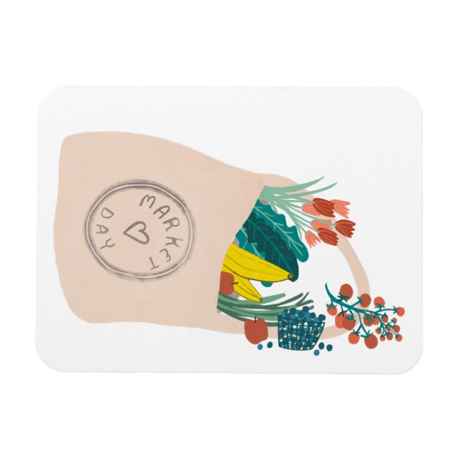 Fruits & Veggies Spilled Groceries Farmers Market Magnet (Horizontal)