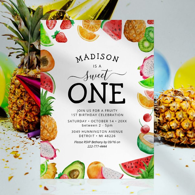 Fruity 1st Birthday Party Invitation (Creator Uploaded)
