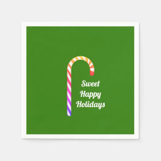 Fruity Candy Cane Sweet Happy Holiday Paper Napkin
