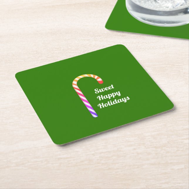 Fruity Candy Cane Sweet Holidays Board Coasters (Angled)