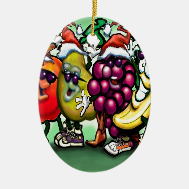 Fruity Christmas Ceramic Tree Decoration (Front)