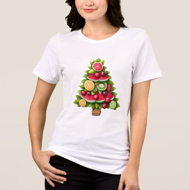 Fruity Christmas Tree Healthy Holiday Design Tri-Blend Shirt (Front)