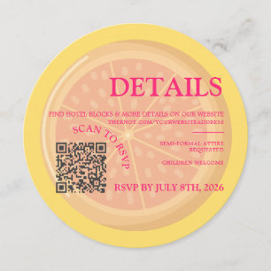 Fruity, colorful citrus wedding detail insert card