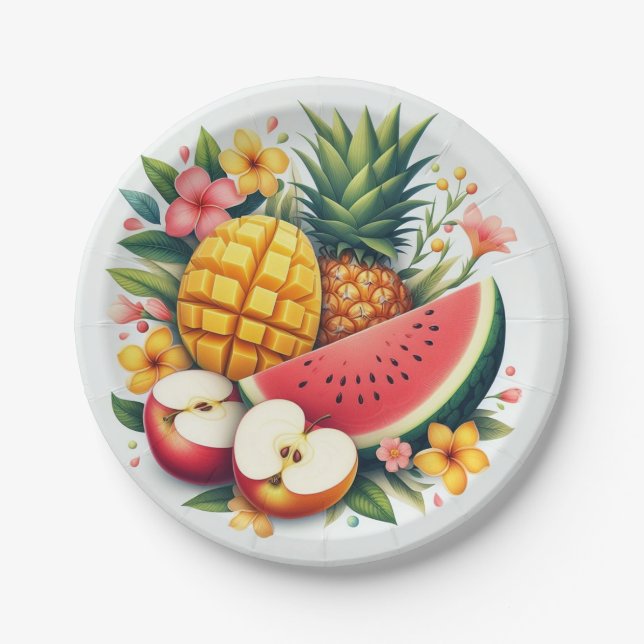 "Fruity Fiesta: Vibrant Fruit Slice Paper Plates" Plate (Front)