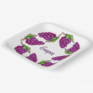 Fruity Grapes Paper Plate