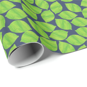 Fruity Green Limes, Blue Background to Customise Wrapping Paper