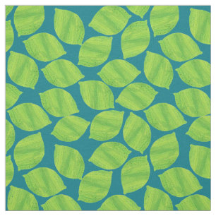 Fruity Green Limes on Deep Blue to Customise Fabric