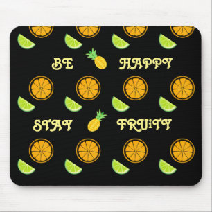 Fruity Juice Lemon Orange Yellow Happy Pattern Mouse Pad