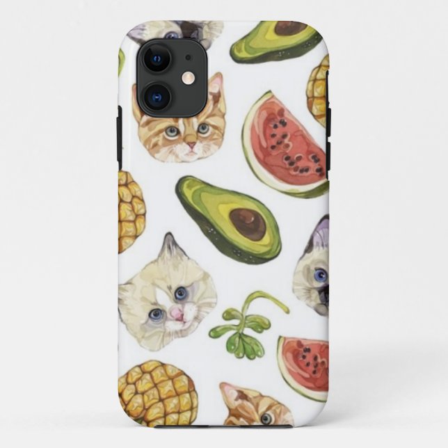 Fruity Kitty and Avocado iPhone 5/5S, Barely There Case-Mate iPhone Case (Back)