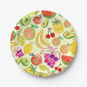 Fruity Pattern Paper Plate