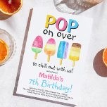 Fruity Popsicle Party Kids Birthday Invitation<br><div class="desc">Throw your child a popsicle party with these cool modern kids birthday party invites. Design features four delicious fruity watercolor lolly-pops,  the heading - 'Pop on Over to chill out with us' and a modern party template that is easy to customise. Perfect for boys,  girls and any age!</div>