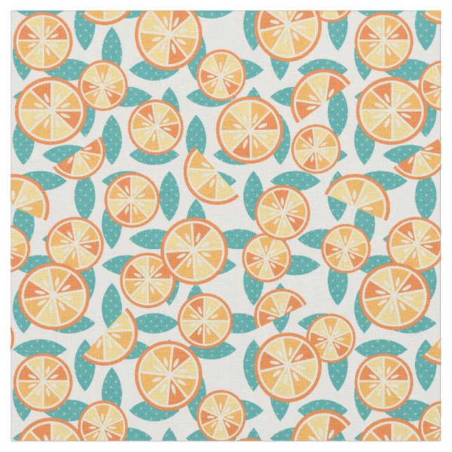 Fruity Retro Orange Slices Pattern Fabric (Close Up)