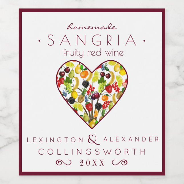 Fruity Sangria Red Wine Label (Single Label)