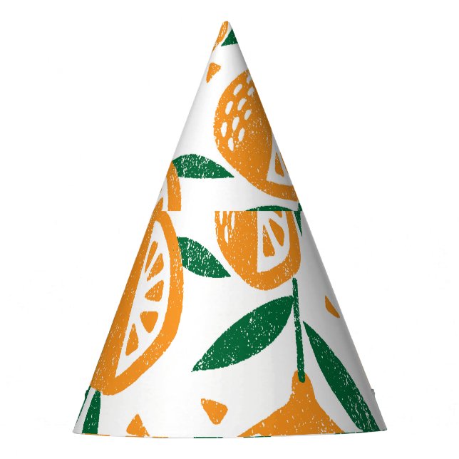 Fruity Stamps: Seamless Vintage Textured Pattern Party Hat (Front)