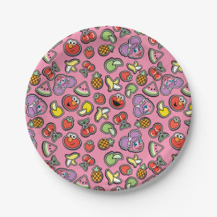 Fruity Sticker Elmo & Abby Cadabby Pattern Paper Plate