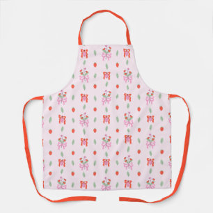 Fruity Strawberry Bow Pattern Apron