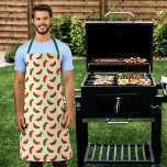 Fruity Summer Red Watermelon Pattern Apron<br><div class="desc">Apron featuring a summery fruity pattern of partly eaten red watermelons against a light yellow background.

*Please note that the Zazzle Watermark that appears in the zoom preview will NOT appear on the final printed product.

© Rosewood and Citrus</div>