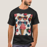 Fruity Summer - Sunglass Cones & Berries Tee<br><div class="desc">Packed with fruity fun,  this playful t-shirt bursts with berry toppings,  cones,  and colourful sunglasses. A tasty retro gift idea for Father's Day or summer birthdays.
Occasions: Father’s Day,  birthdays,  retro parties</div>