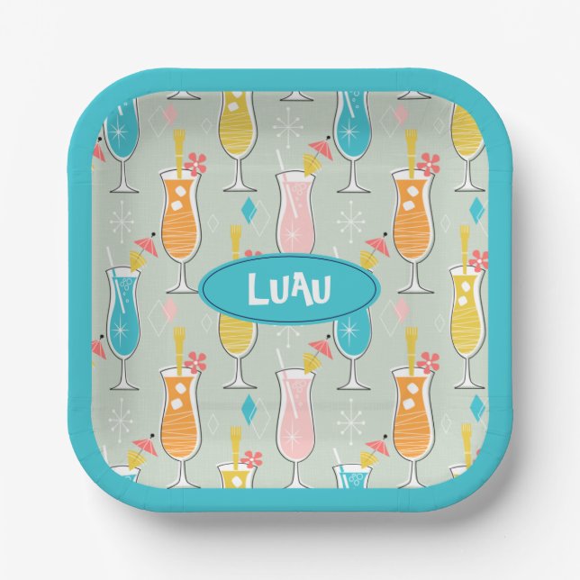 Fruity Tiki Beverages Paper Plate (Front)