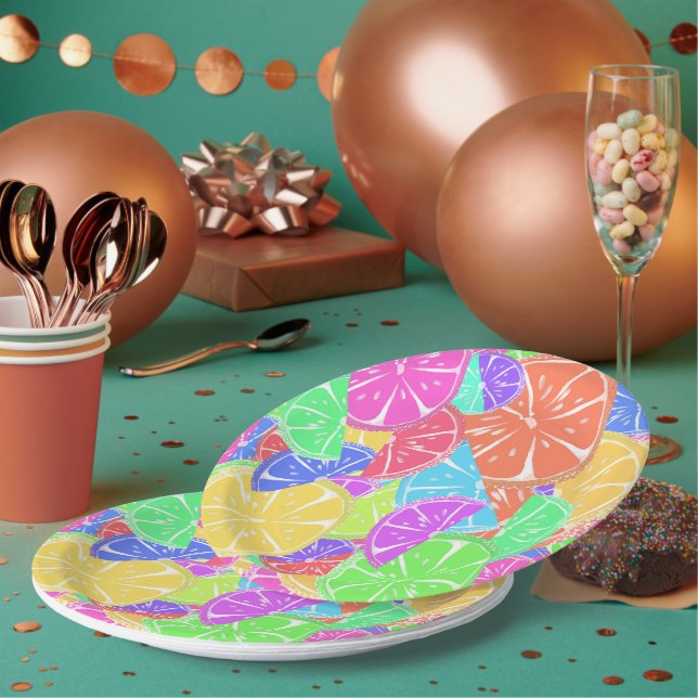 Fruity Tutti Colourful Fruit Slices Paper Plate (Multi)
