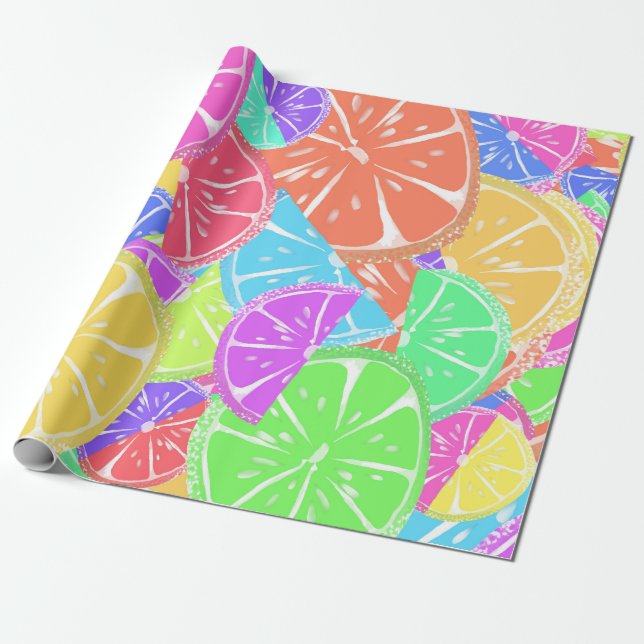 Fruity Tutti Colourful Fruit Slices Wrapping Paper (Unrolled)