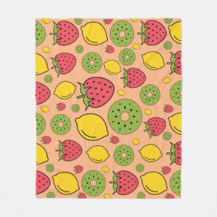 Fruity wallpaper: strawberries, lemons, kiwis. fleece blanket