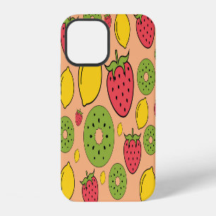 Fruity wallpaper: strawberries, lemons, kiwis. iPhone 12 case