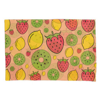 Fruity wallpaper: strawberries, lemons, kiwis. pillowcase