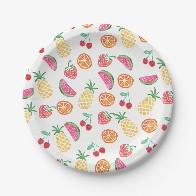Fruity watercolor colourful party plate (Front)