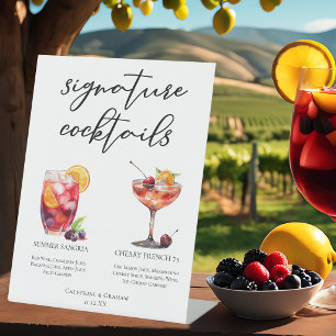 Fruity Wedding Signature Cocktails Menu Pedestal Sign