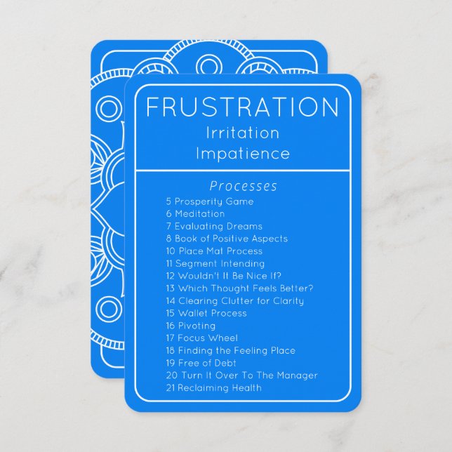 Frustration Blue Law of Attraction Processes Card (Front/Back)